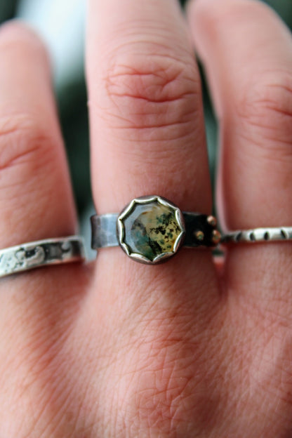 Rustic Moss Agate Ring