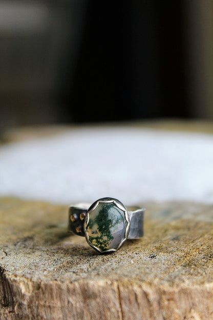 Rustic Moss Agate Ring