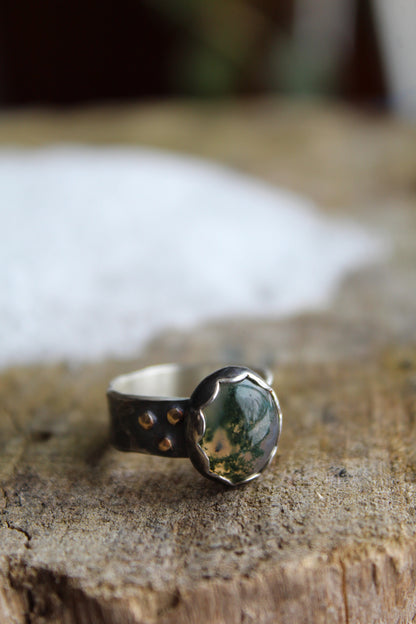 Rustic Moss Agate Ring