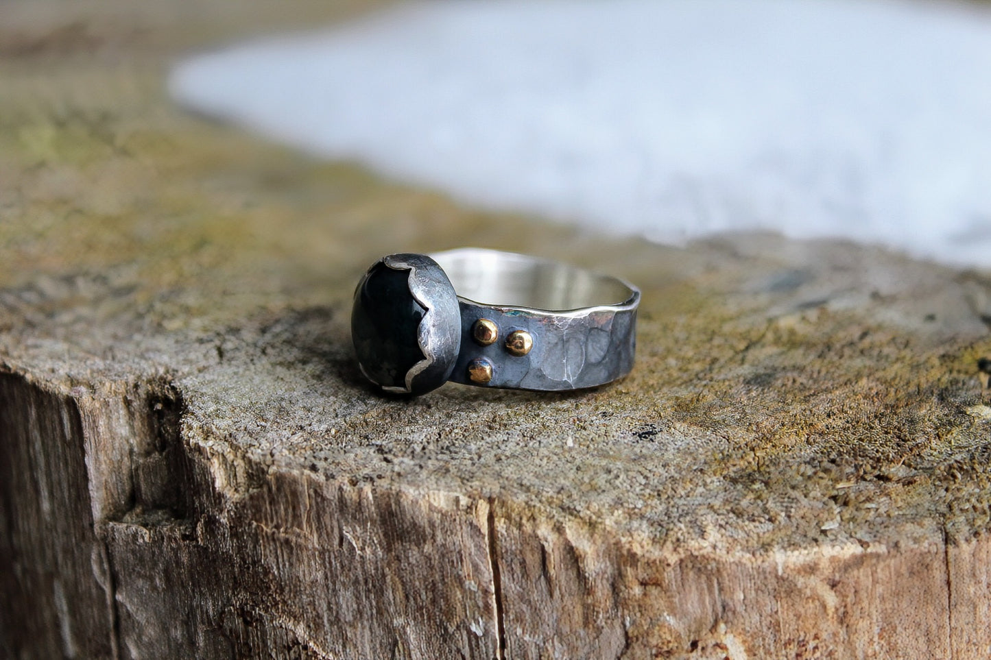 Rustic Moss Agate Ring