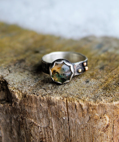 Rustic Moss Agate Ring