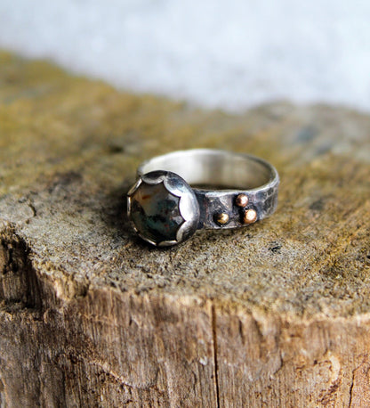 Rustic Moss Agate Ring