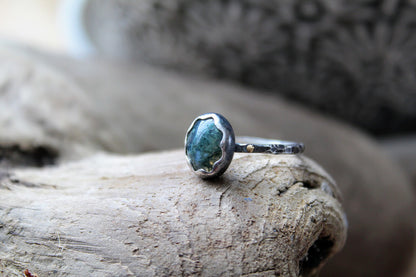 Rustic Moss Agate Ring Thin Band