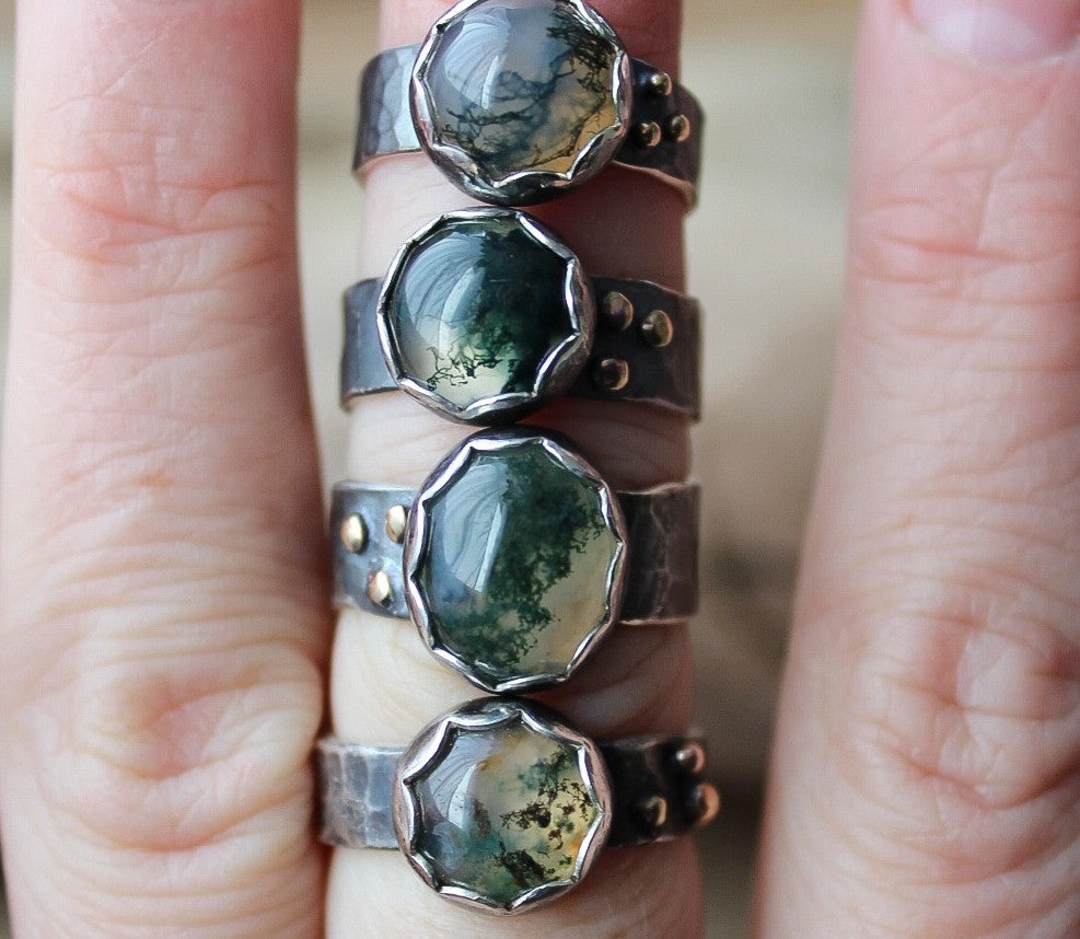 Rustic Moss Agate Ring