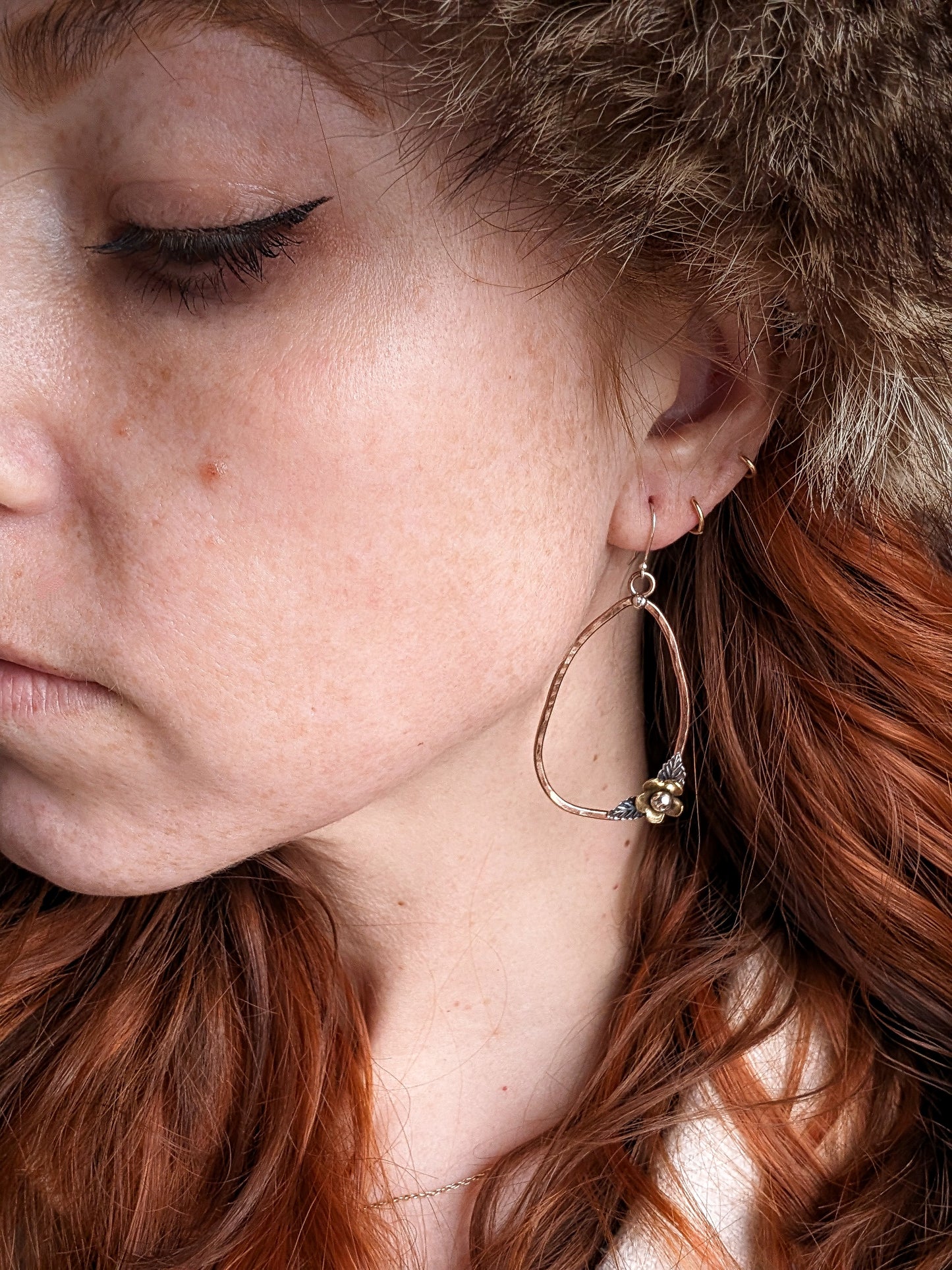 Floral, Brass and Silver Earrings