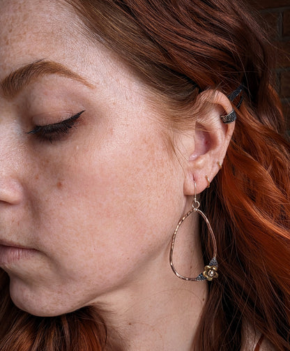 Floral, Brass and Silver Earrings