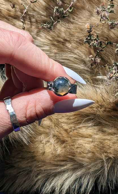 Rustic Moss Agate Ring