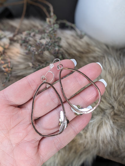 Floral, Brass and Silver Earrings