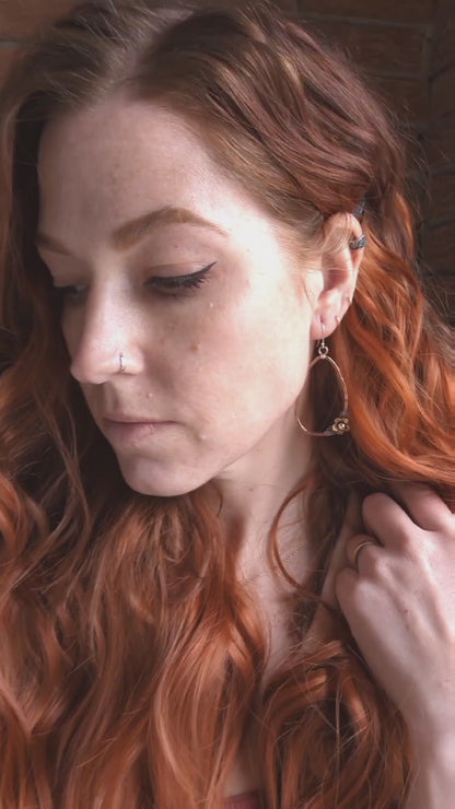 Floral, Brass and Silver Earrings